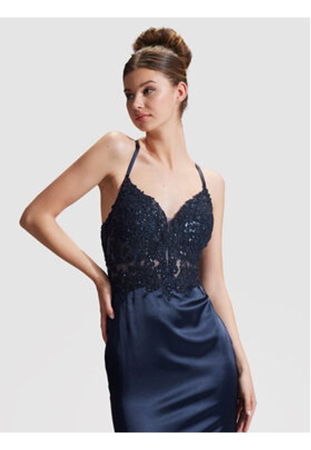 Hey Kyla Sukienka wieczorowa 5AG030HK Granatowy Slim Fit. Kolor: niebieski. Materiał: syntetyk. Styl: wizytowy