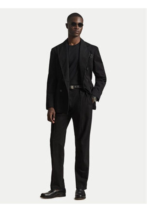 Polo Ralph Lauren Sweter Ls 710684957008 Czarny Slim Fit. Typ kołnierza: polo. Kolor: czarny. Materiał: bawełna