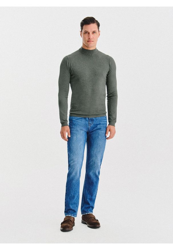 Pako Lorente - PAKO LORENTE - Półgolf męski w zielonym kolorze. Kolor: niebieski, szary, beżowy, zielony. Materiał: nylon, wiskoza. Wzór: gładki, ze splotem