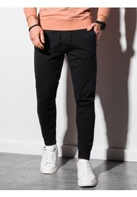 Ombre Clothing - Spodnie męskie dresowe joggery P952 - czarne - M. Kolor: czarny. Materiał: dresówka #3