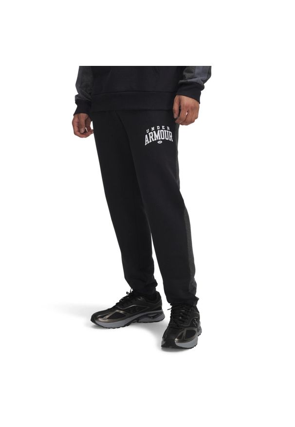 Spodnie dresowe męskie Under Armour Rival Fleece Colorblock. Kolor: czarny. Materiał: dresówka. Sport: fitness