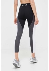 adidas Performance legginsy treningowe Techfit kolor szary wzorzyste. Stan: podwyższony. Kolor: szary. Materiał: skóra, materiał. Technologia: Techfit (Adidas). Sport: fitness #4