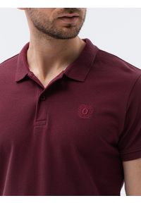 Ombre Clothing - Koszulka męska polo klasyczna bawełniana S1374 - burgundowa - XXL. Typ kołnierza: polo. Kolor: czerwony. Materiał: bawełna. Wzór: haft. Styl: klasyczny #2