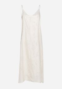 Born2be - Beżowa Trapezowa Sukienka na Ramiączkach z Koralikami i Cyrkoniami Dimzuri. Okazja: na co dzień. Kolor: beżowy. Materiał: jeans. Długość rękawa: na ramiączkach. Wzór: aplikacja. Typ sukienki: trapezowe. Styl: casual, elegancki #7