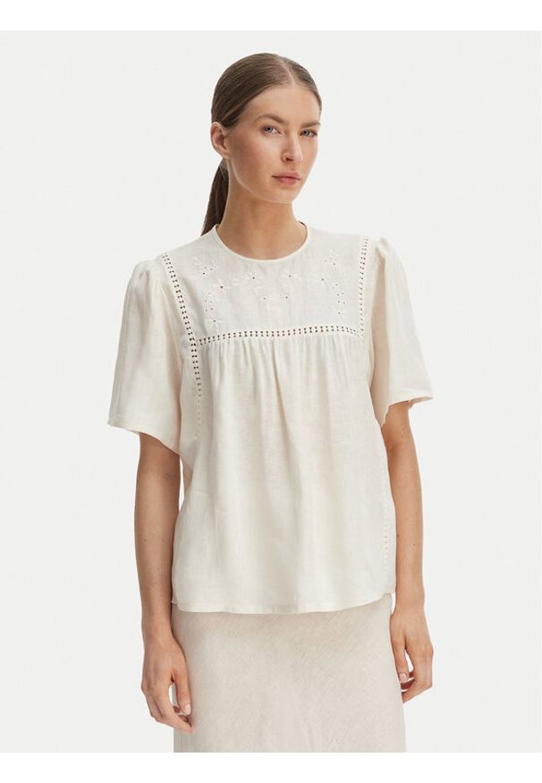 Weekend Max Mara Bluzka Bacino 2615941082 Écru Relaxed Fit. Kolor: kremowy. Materiał: len