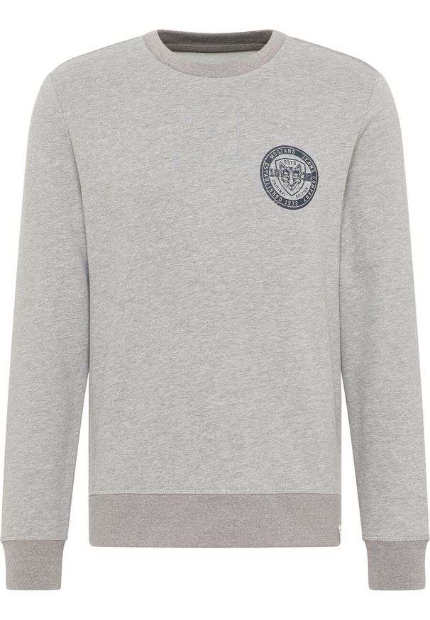 Mustang - MĘSKA BLUZA MUSTANG LOGO Ben Crewneck Mid Grey Mélange 1014159 4140