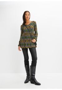 bonprix - Bluzka shirtowa. Typ kołnierza: dekolt w serek. Kolor: czarny. Wzór: nadruk. Sezon: jesień