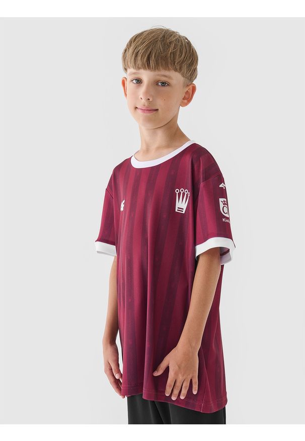 4f - 4F Koszulka klubowa wyjazdowa z sezonu 2024/25 chłopięca 4F x Korona Kielce - multikolor 122/128 (6-8 lat). Okazja: do domu. Kolor: wielokolorowy. Materiał: dzianina, włókno, koronka. Wzór: haft, koronka. Sezon: lato