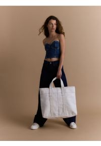 Reserved - Bawełniana torebka shopper - biały. Kolor: biały #1