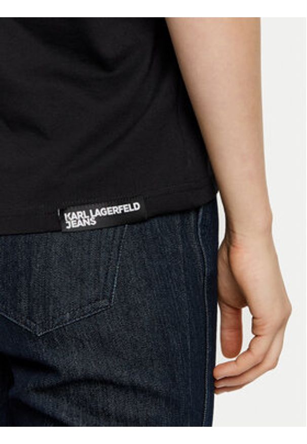 Karl Lagerfeld Jeans T-Shirt A1W17031 Czarny Regular Fit. Kolor: czarny. Materiał: bawełna