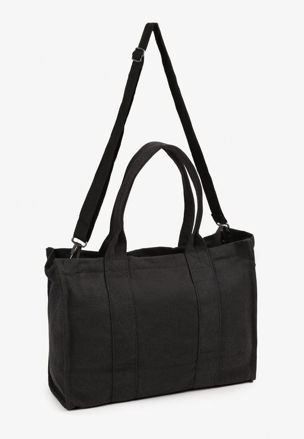 Born2be - Czarna Pleciona Torebka Shopper Seviola. Kolor: czarny. Styl: elegancki