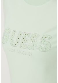 Guess - GUESS Zielony damski t-shirt Sangallo Tee, Rozmiar M. Kolor: zielony #6