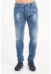 Emporio Armani - JEANSY SLIM TAPERED FIT EMPORIO ARMANI. Materiał: jeans. Wzór: aplikacja #1