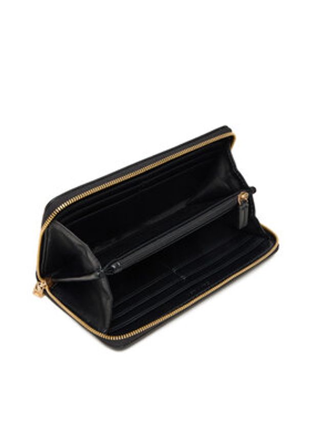 Calvin Klein Duży Portfel Damski Bold Ck Long Zip Around LV04F1077G Czarny. Kolor: czarny. Materiał: skóra