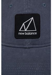 New Balance Czapka bawełniana gładka. Kolor: niebieski. Materiał: bawełna. Wzór: gładki