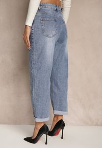 Renee - Niebieskie Jeansy o Fasonie Boyfriend z Ozdobnymi Przetarciami Orrilena. Okazja: na co dzień. Kolor: niebieski. Styl: klasyczny, casual #3