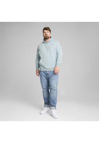 Puma - Męska bluza z kapturem i małym dwukolorowym logo Essentials+ PUMA. Typ kołnierza: kaptur. Kolor: niebieski