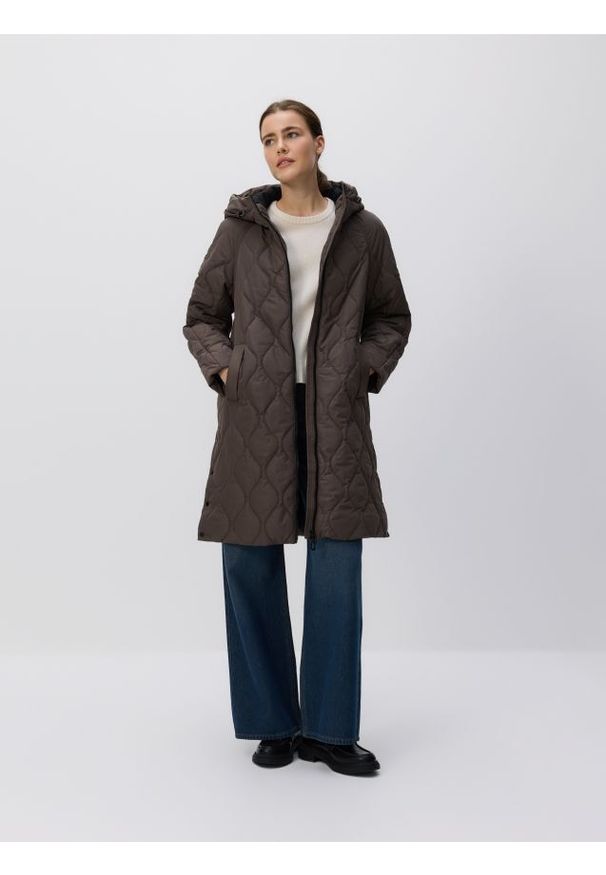 Reserved - Pikowana kurtka - szary. Kolor: szary. Materiał: tkanina