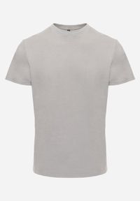 Born2be - Szara Gładka Koszulka T-shirt z Bawełny o Prostym Kroju Sarusa. Okazja: na co dzień, na randkę. Kolor: szary. Materiał: bawełna. Wzór: gładki. Styl: casual, klasyczny #1