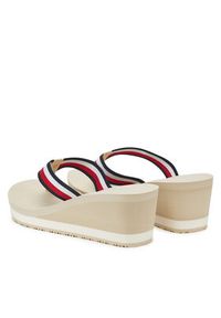 TOMMY HILFIGER - Tommy Hilfiger Japonki Th Corporate Wedge Beach Sandal FW0FW08520 Beżowy. Kolor: beżowy. Materiał: materiał #3