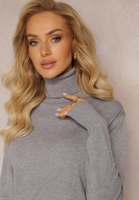 Renee - Szary Sweter Golf o Dopasowanym Fasonie z Wiskozą Nalexa. Typ kołnierza: golf. Kolor: szary. Materiał: wiskoza. Długość rękawa: długi rękaw. Długość: długie. Sezon: jesień, zima. Styl: klasyczny #4