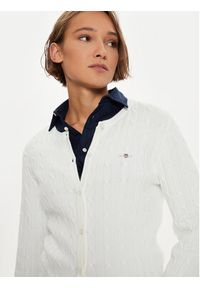 GANT - Gant Kardigan 4800103 Biały Slim Fit. Kolor: biały. Materiał: bawełna #5