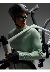 4f - 4F Longsleeve rowerowy szybkoschnący męski - turkusowy XXL. Typ kołnierza: kołnierzyk stójkowy. Kolor: turkusowy. Materiał: dzianina, włókno, materiał, syntetyk. Długość rękawa: długi rękaw. Długość: krótkie. Wzór: gładki, ze splotem. Sport: kolarstwo #1