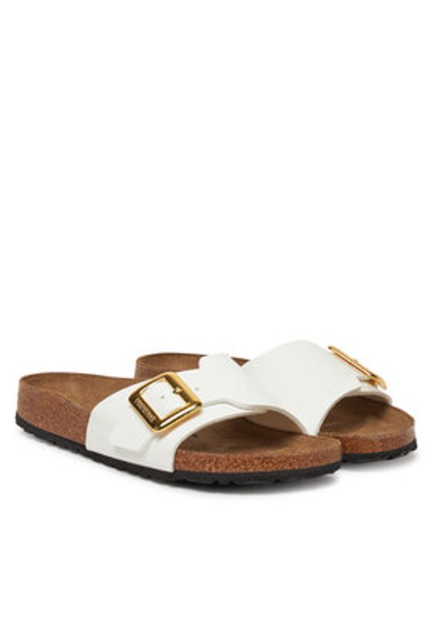 Birkenstock Klapki Catalina Cushion Buckle 1029437 Biały. Kolor: biały. Materiał: skóra