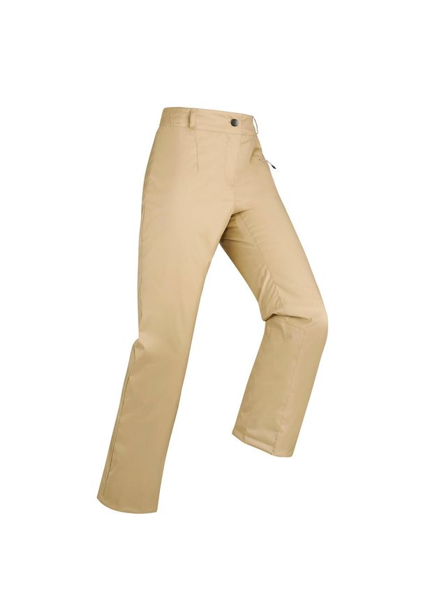 WEDZE - Spodnie narciarskie damskie Wedze 100. Kolor: beżowy. Materiał: poliester, tkanina. Sezon: zima. Sport: narciarstwo