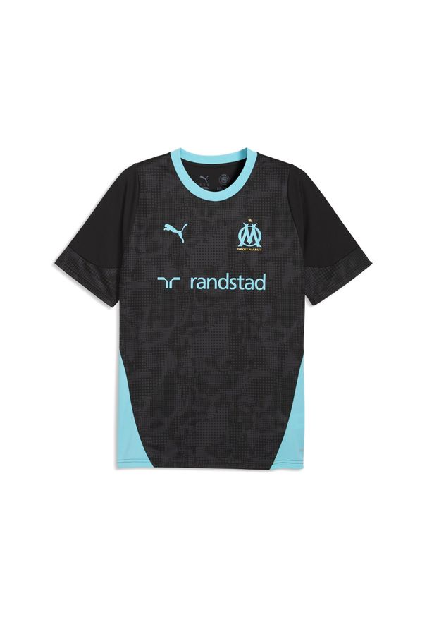 Puma - Męska koszulka treningowa Olympique Marsylia PUMA. Kolor: niebieski, wielokolorowy, czarny. Sport: piłka nożna