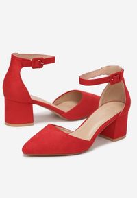 Renee - Czerwone Czółenka Hyrelaia. Nosek buta: szpiczasty. Zapięcie: pasek. Kolor: czerwony. Wzór: gładki. Obcas: na obcasie. Wysokość obcasa: średni #4
