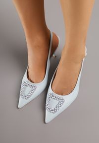 Born2be - Niebieskie Sandały na Szpilce z Cyrkoniową Klamrą Starstone. Okazja: na co dzień. Zapięcie: klamry. Kolor: niebieski. Materiał: jeans. Obcas: na szpilce. Styl: klasyczny, casual, elegancki #6