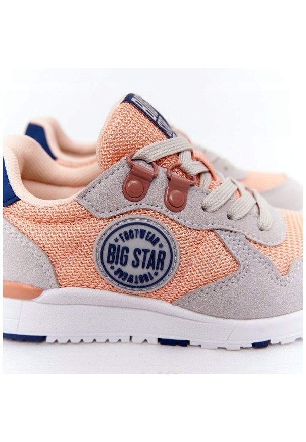 Big-Star - Dziecięce Sportowe Buty Memory Foam Big Star HH374180 Pomarańczowe granatowe szare. Kolor: szary, wielokolorowy, pomarańczowy, niebieski. Materiał: zamsz, tkanina. Szerokość cholewki: normalna