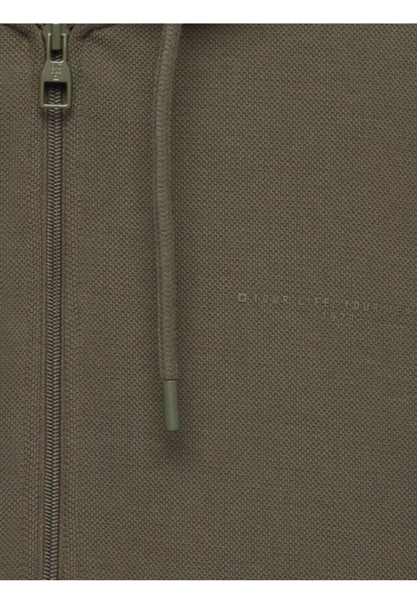 Big-Star - Bluza męska rozpinana z kapturem khaki Wladorh 303. Typ kołnierza: kaptur. Kolor: zielony. Materiał: dzianina, materiał. Wzór: nadruk, ze splotem