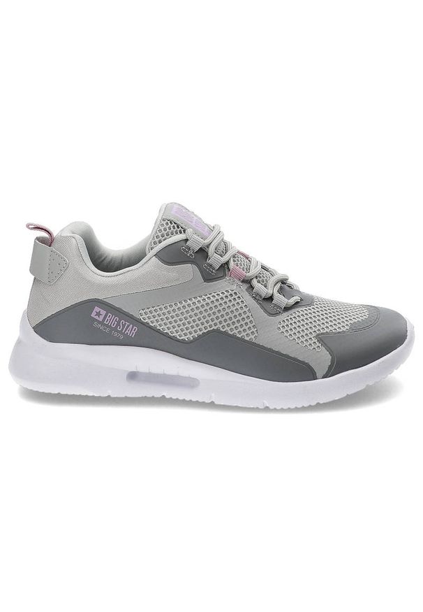Big-Star - Szare Sneakersy Big Star Damskie Sportowe Buty. Kolor: szary. Materiał: skóra ekologiczna, materiał. Szerokość cholewki: normalna. Wzór: aplikacja
