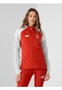 4f - Kurtka hybrydowa damska Chorwacja - Tokio 2020. Kolor: biały. Materiał: materiał, softshell, dzianina. Wzór: nadruk. Sezon: lato #1