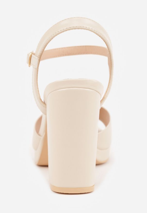 Born2be - Beżowe Sandały VICES na Słupku i Platformie z Wkładką ze Skóry Naturalnej Azimara. Okazja: na wesele, na randkę, na ślub cywilny. Zapięcie: pasek. Kolor: beżowy. Materiał: skóra. Obcas: na platformie. Styl: wizytowy