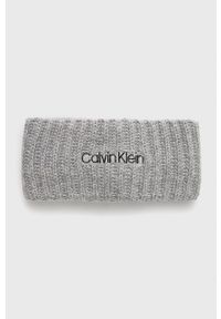 Calvin Klein - Opaska z domieszką wełny. Kolor: szary. Materiał: wełna #1