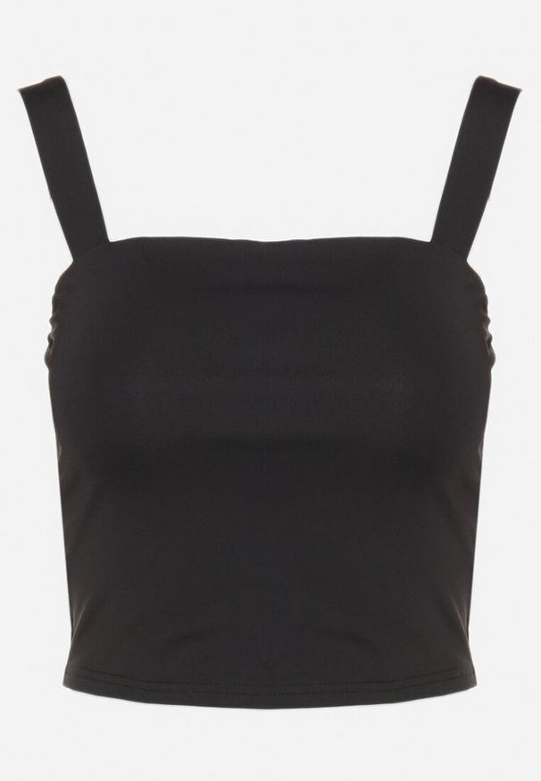 Born2be - Czarny Dopasowany Top z Wiskozą na Szerokich Ramiączkach Limare. Okazja: na co dzień, do pracy, na spotkanie biznesowe. Kolor: czarny. Materiał: wiskoza. Długość rękawa: na ramiączkach. Sezon: lato. Styl: biznesowy, klasyczny, casual, elegancki