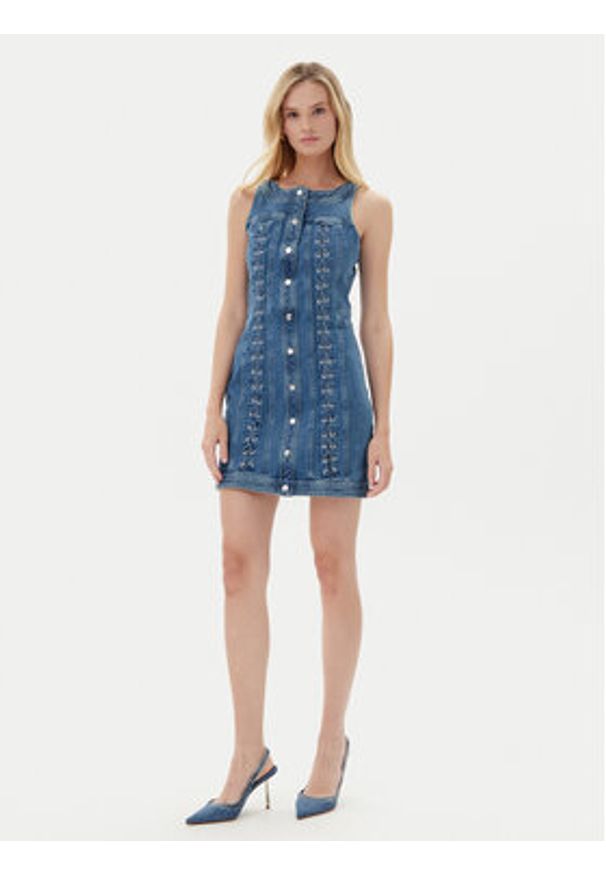 Guess Sukienka 175261 Niebieski Classic Fit. Kolor: niebieski. Materiał: bawełna