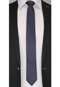 Stylowy Krawat Męski w Drobne Kwadraciki - 6 cm - Angelo di Monti, Granatowy. Kolor: niebieski. Styl: elegancki