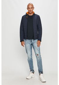 Guess Jeans - Kurtka dwustronna. Typ kołnierza: kaptur. Kolor: niebieski. Materiał: jeans. Wzór: gładki #8