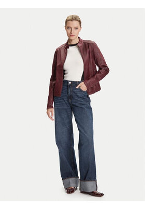 Desigual Kurtka z imitacji skóry Basic 25WWEW43 Bordowy Regular Fit. Kolor: czerwony. Materiał: skóra