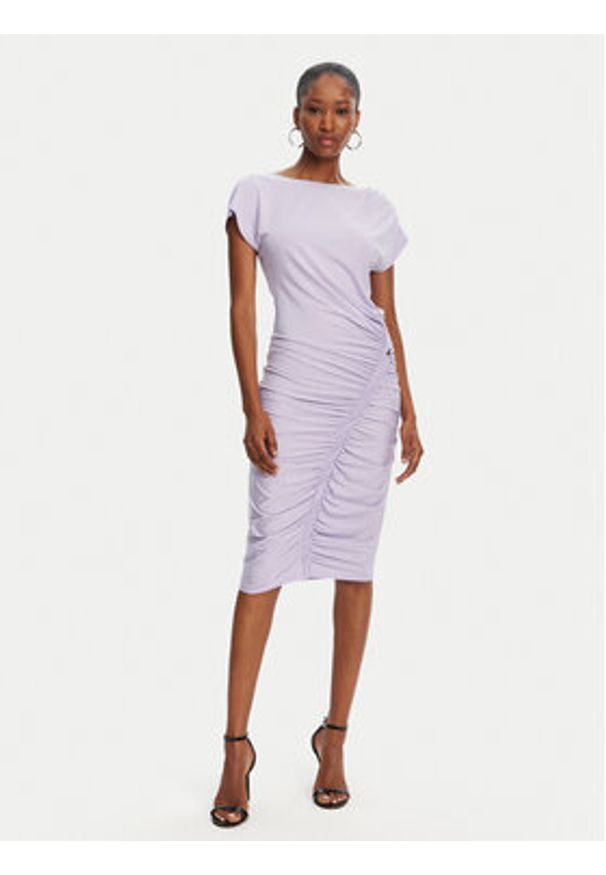 Patrizia Pepe Sukienka codzienna 2A2871/J294-M531 Fioletowy Regular Fit. Okazja: na co dzień. Kolor: fioletowy. Materiał: syntetyk. Typ sukienki: proste. Styl: casual