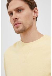 Selected Homme bluza bawełniana męska kolor żółty gładka. Okazja: na co dzień. Kolor: żółty. Materiał: bawełna. Wzór: gładki. Styl: casual #4