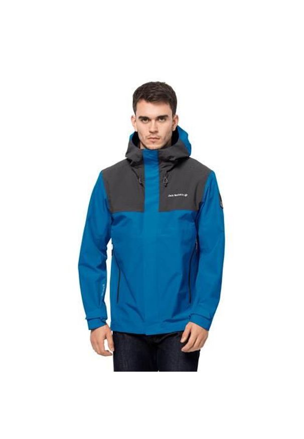 Kurtka w góry męska Jack Wolfskin 11149411361. Typ kołnierza: kaptur. Kolor: niebieski. Materiał: syntetyk. Sport: wspinaczka