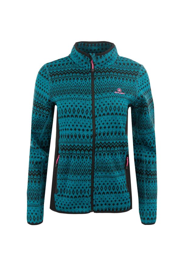 Eastpak - Glemo damska bluza polarowa fluo niebieska, zamek, 2 kieszenie. Kolor: niebieski, wielokolorowy, czarny. Materiał: poliester