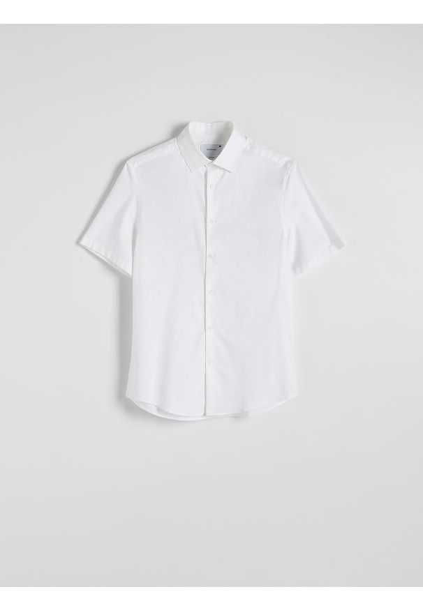 Reserved - Bawełniana koszula regular fit - biały. Kolor: biały. Materiał: bawełna
