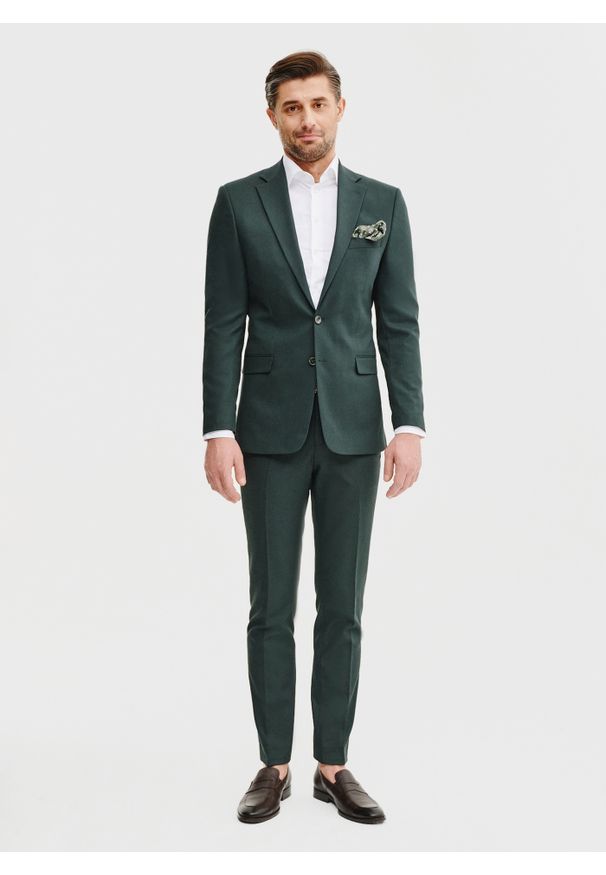 Pako Lorente - PAKO LORENTE - Zielona marynarka garniturowa. Kolor: zielony. Materiał: wiskoza, elastan, poliester. Wzór: gładki. Styl: młodzieżowy
