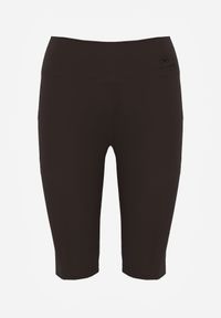 Renee - Brązowe Szorty Bikery High Waist z Wyszczuplającym Pasem Briarrose. Okazja: na co dzień. Stan: podwyższony. Kolor: brązowy. Materiał: len. Styl: sportowy, casual #5